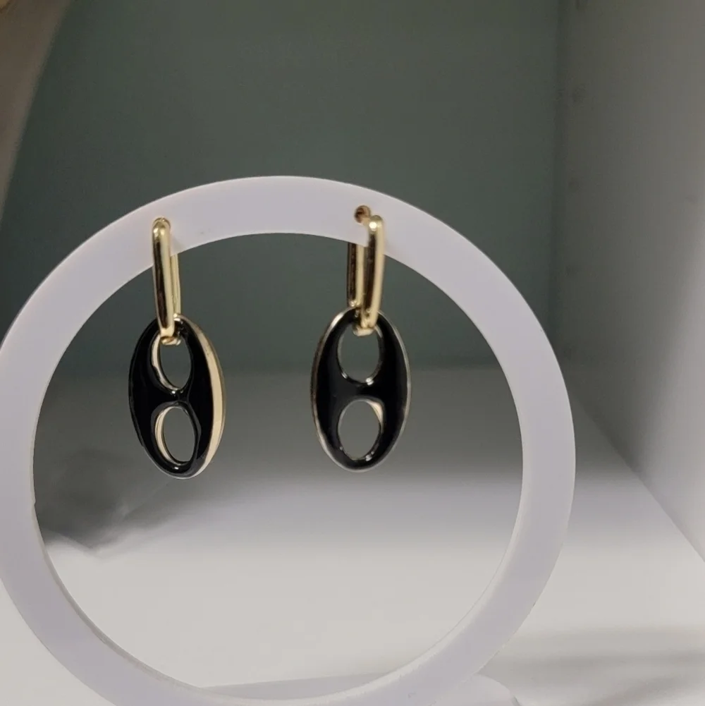 18K Gold plated Black/Gold Mariner Earrings